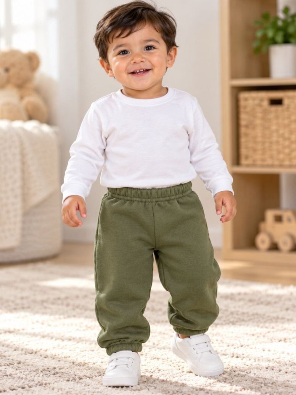 Garanimals Baby Boys Olive Army Green Fleece Sweatpants Pants Infant Size 18M